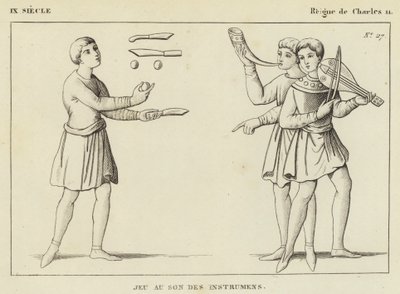 IX Century, Reign of Charles II, Spil til lyden af ​​instrumenter (gravering) af French School