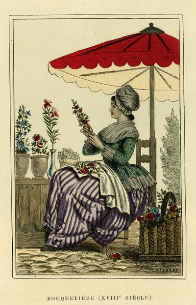 Stenbukdragt fra det 18. århundrede. Farvestik, i "France et les francais a travers les centuries" af Augustin Challamel, F.Roy editor, Paris 1882. Selva-samlingen. af French School