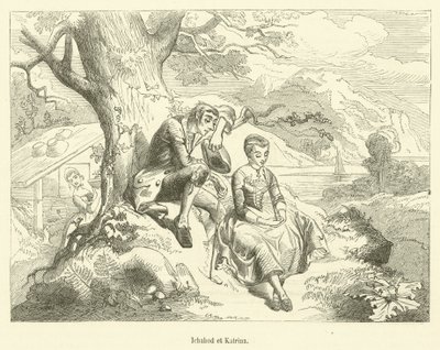 Ichabod og Katrina (gravering) af French School