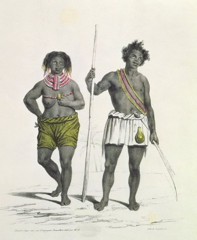 Afgudsdyrkende sort fra Kongeriget Benguela, Angola, graveret af Godefroy Engelmann (1788-1839) af French School