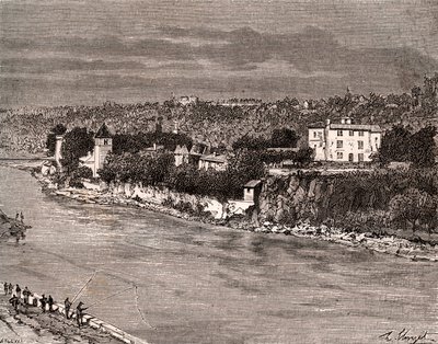 Ile Barbe midt i Saone, i Lyon 9. arrondissement - indgravering i "La France illustree: geografi, historie, statistisk administration"" af V.-A. Malt-brun. 1884 af French School