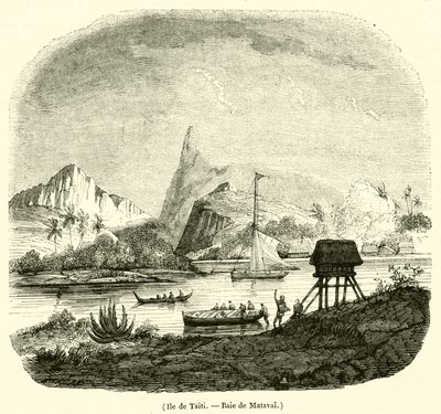 Ile de Taiti, Baie de Matavai (gravering) af French School
