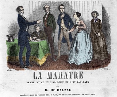 Illustration til "" La Maratre"", drama i fem akter og otte malerier skrevet af Honore de Balzac. af French School