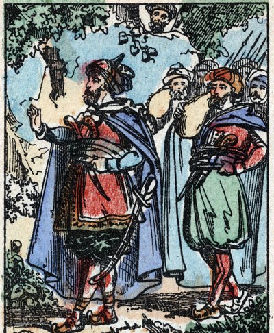 Illustration til Fortællingerne om de tusinde og en nat. Ali-Baba (Ali Baba). Trægravering fra Imaging Pellerin - Epinal, sd. Slutningen af det 19. århundrede. af French School