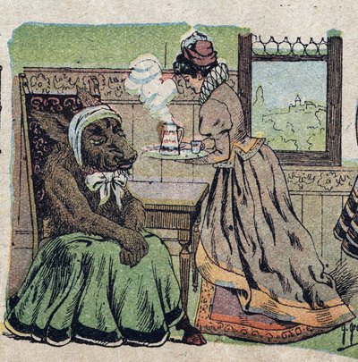 Illustration til fortællingen "Beauty and the Bete"": hun måtte sørge for hende i lange uger. Indgravering af Quinn-billeder, omkring 1890. af French School