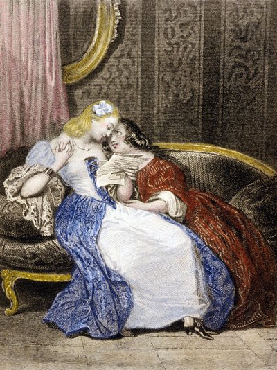 Illustration fra Julie eller den nye Heloise, ca. 1852 af French School