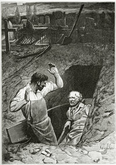 Illustration fra Les Misérables, 1800-tallet (bw-gravering) af French School