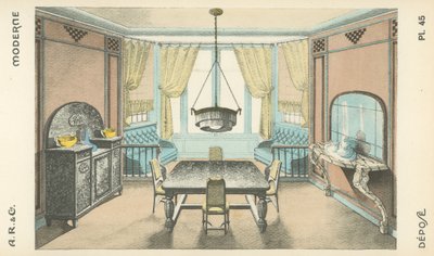 Illustration fra indretningsproduktkatalog fra A R & Cie, Frankrig af French School