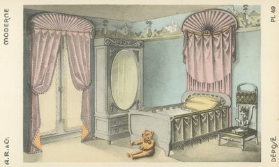 Illustration fra indretningsproduktkatalog fra A R & Cie, Frankrig af French School