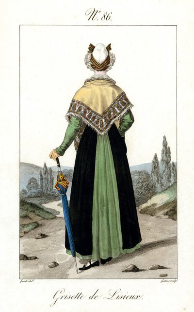 Illustration nr. 86, Grisette af Lisieux (farvet gravering) af French School