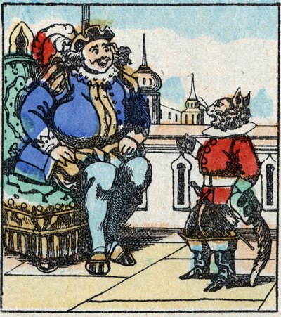 Illustration af Charles Perraults fortælling "The Cat Botte". Træstik af Imaging Pellerin - Epinal, sd. Slutningen af det 19. århundrede. af French School