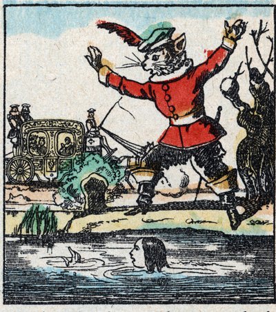 Illustration af Charles Perraults fortælling "The Cat Botte". Træstik af Imaging Pellerin - Epinal, sd. Slutningen af det 19. århundrede. af French School