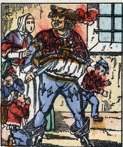 Illustration af "" Le petit poucet ""-fortællingen af Charles Perrault. Træstik af Imaging Pellerin - Epinal, sd. Slutningen af det 19. århundrede. af French School