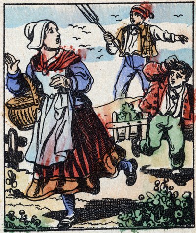 Illustration af fortællingen "" Djævelens gaffel "" Træstik fra Imaging Pellerin - Epinal, sd. Slutningen af det 19. århundrede. af French School