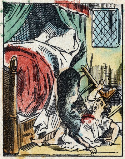 Illustration af fortællingen "Den Lille Rødhætte"" af Charles Perrault. Træstik fra Imaging Pellerin - Epinal, sd. Slutningen af det 19. århundrede. af French School