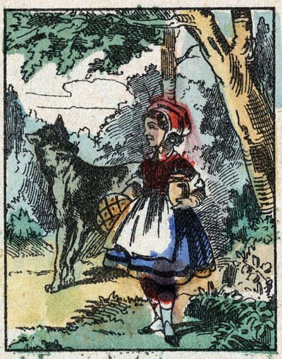 Illustration af fortællingen "Den Lille Rødhætte"" af Charles Perrault. Træstik fra Imaging Pellerin - Epinal, sd. Slutningen af det 19. århundrede. af French School