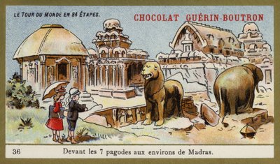 Foran de syv templer i området Madras (chromolitho) af French School