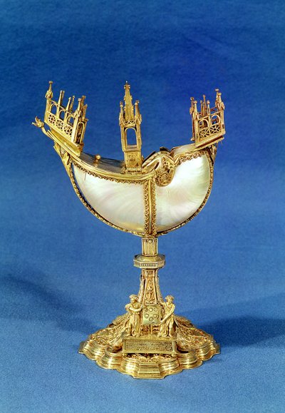 Røgelseholder i form af en båd, fra Treasure of Chartres (guld og perlemor) af French School