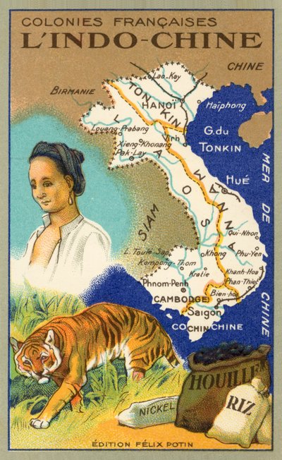 Indokina (chromolitho) af French School