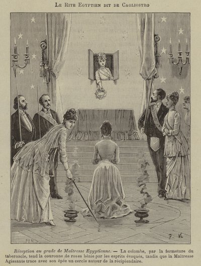 Indvielse af en elskerinde af Egypten i den egyptiske ritual (gravering) af French School