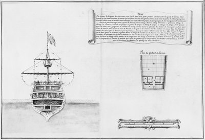 Indre stævn af et fartøj, illustration fra Atlas de Colbert, plade 46 af French School