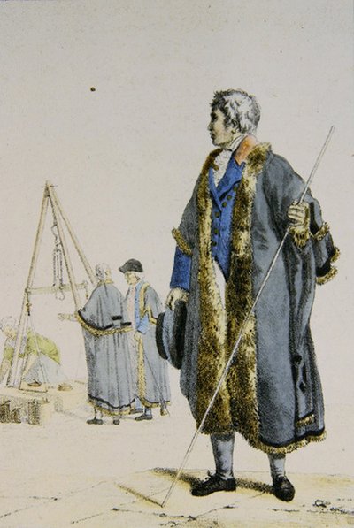 Inspektør for vægte og mål i Polen, ca. 1817 (farvegravering) af French School