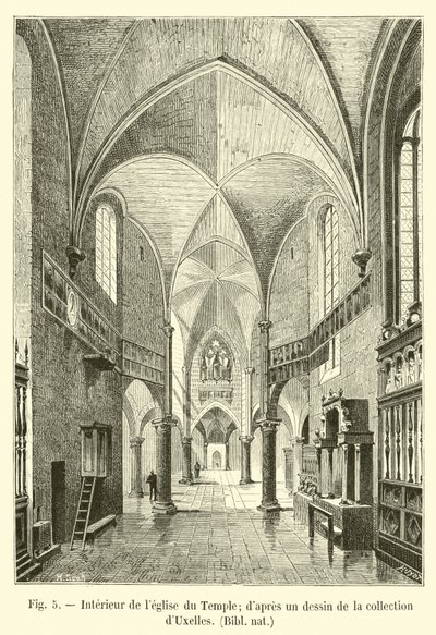 Tempelkirkens indre; fra en tegning i dUxelles samling, Bibl nat af French School