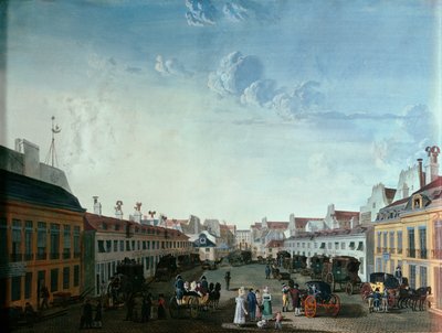 Indvendig gårdhave til Imperial Stage-coach Service, begyndelsen af det 19. århundrede af French School