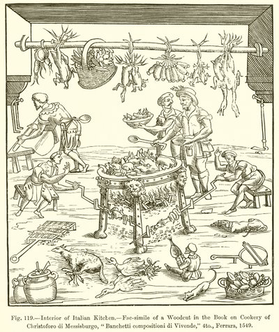 Innenansicht einer italienischen Küche von French School