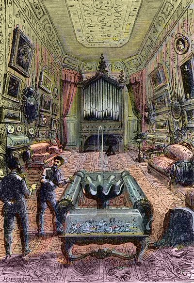 Interiør af Nautilus, illustration fra 