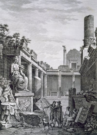 Interiør af de romerske bade, Nimes, fra Antiquities of France: Vol I, Monuments of Nimes af French School