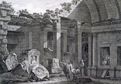 Interiør af Dianatemplet, Nimes, fra Antiquities of France: Vol I, Nimes-monumenter af French School