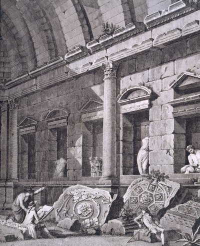 Interiør af Dianatemplet, Nimes, fra Antiquities of France: Vol I, Nimes-monumenter af French School