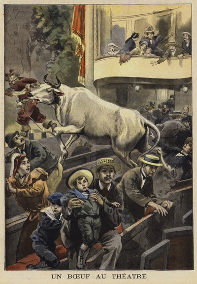 Afbrydelse af en tyrs teaterforestilling, Villefranche-de-Lauragais, Frankrig, 1897 af French School