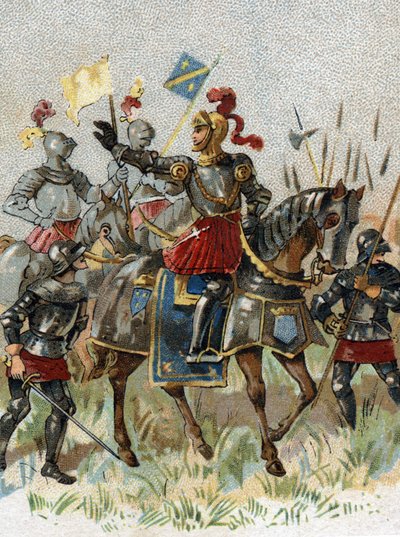 Italienske krige: Ludvig XII (1462-1515), konge af Frankrig, i slaget ved Agnadel (Milano) i Italien den 14. maj 1509. Kromolitografi. af French School