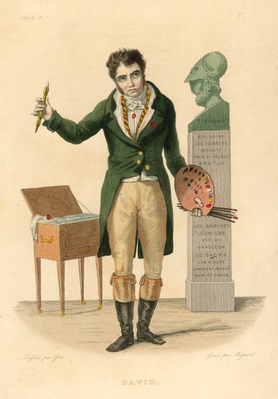 Jacques-Louis David (farvet gravering) af French School
