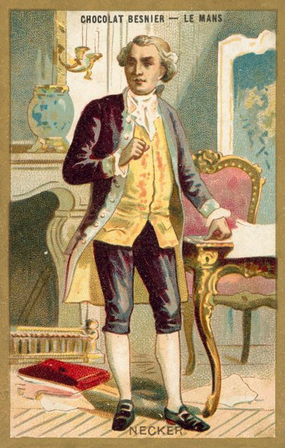Jacques Necker, schweizisk-født fransk bankmand og statsmand (chromolitho) af French School