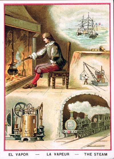James Watt (1736-1819) og forskellige anvendelser af damp af French School