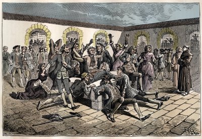 Jansenist-konvulsionær (eller Saint Medard) (værker af kramper) i det 18. århundrede: "" de syge og svagelige går til kirkegården i Saint-Medard (hvor diakonen Francois Paris
