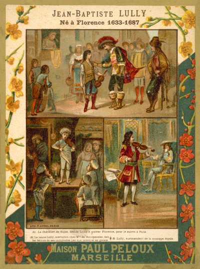 Jean-Baptiste Lully, fransk musiker og komponist (chromolitho) af French School