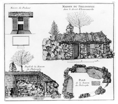 Jean-Jacques Rousseaus Eremitage i Ermenonville (se også 430491) af French School