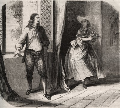 Jean Baptiste (Jean-Baptiste) Poquelin, dit Moliere (1622-1673) friede til komikeren Mademoiselle de Brie (Catherine Leclerc du Rose af French School