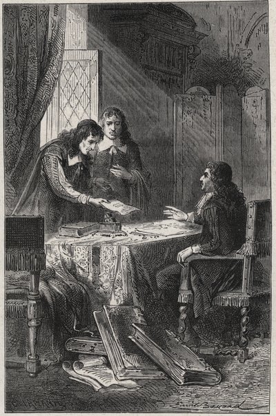 Jean Chapelain (1595-1674) fransk digter og litteraturkritiker og Pierre Costar (1603-1660) gav Jean Baptiste Colbert (1619-1683) en liste over forfattere, der fortjener at blive pensionærer af kongen - indgravering i "Les Hommes Celebres de la Frankrig" a af French School