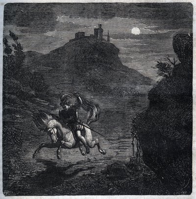 Jean de Laval Comte de Chateaubriant (Laval-Chateaubriant) (1486-1543) flygtede til England efter at have myrdet sin kone Francoise de Foix, grevinde af Chateaubriant (ca. 1495-1537). Indgravering fra 1871 i "Histoire Des Cocus Celebres" af Henry de Kock ( af French School