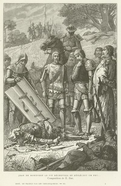 Jean de Montfort opdager liget af Charles af Blois efter slaget ved Auray, 1364 af French School