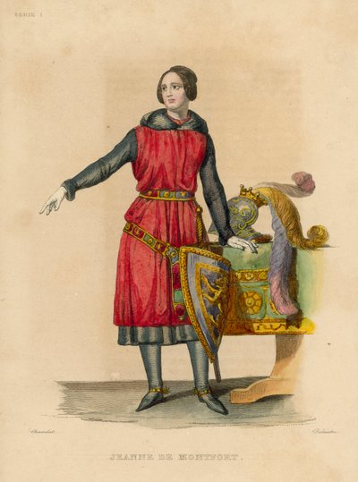 Jeanne de Montfort (farvet gravering) af French School
