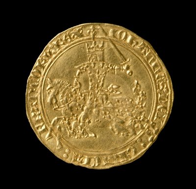 Johannes II Den Gode (1319-64) Konge af Frankrig, Franc a Cheval, 1350-64 (forside) (guld) (for bagside se 168068) af French School