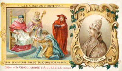 John, konge af England, sender sin underkastelse til pave Innocentius III, 1213 af French School