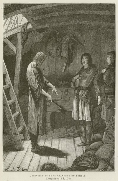 Joinville Og The Commander Of The Temple (gravering) af French School