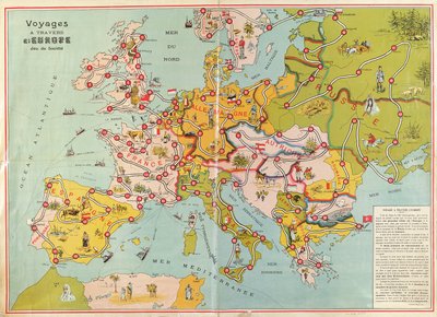 Rejser på tværs af Europa Brætspil, ca. 1875 af French School